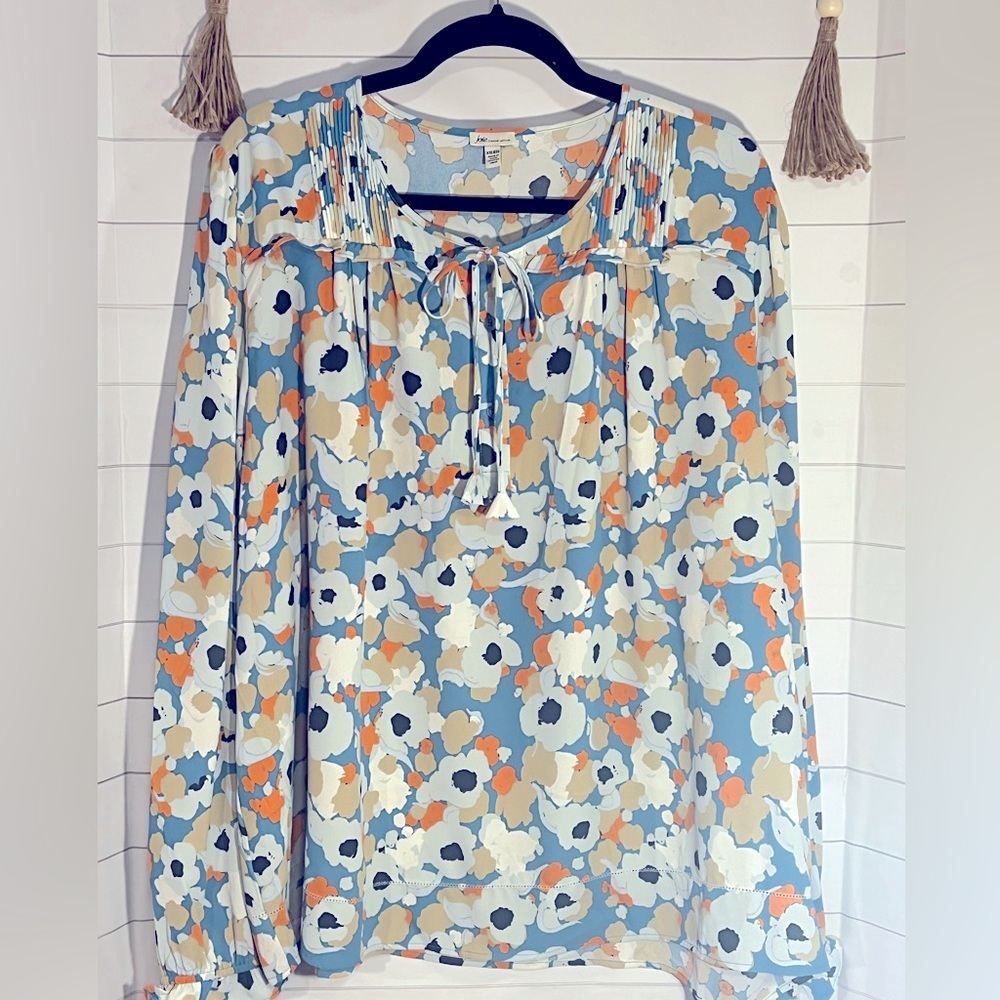 Joie limited edition XXL Floral Blouse in Blue, Orange, White, Gray